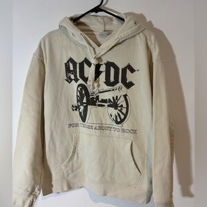 AC/DC Women’s XL Rock Band Hoodie Casual Comfy For Those About to Rock Cream